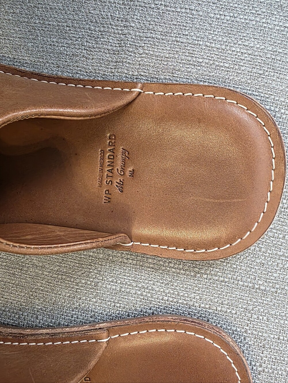 WP Standard Mr. Grumpy Men's Leather Slides Slippers - Picture 6 of 8